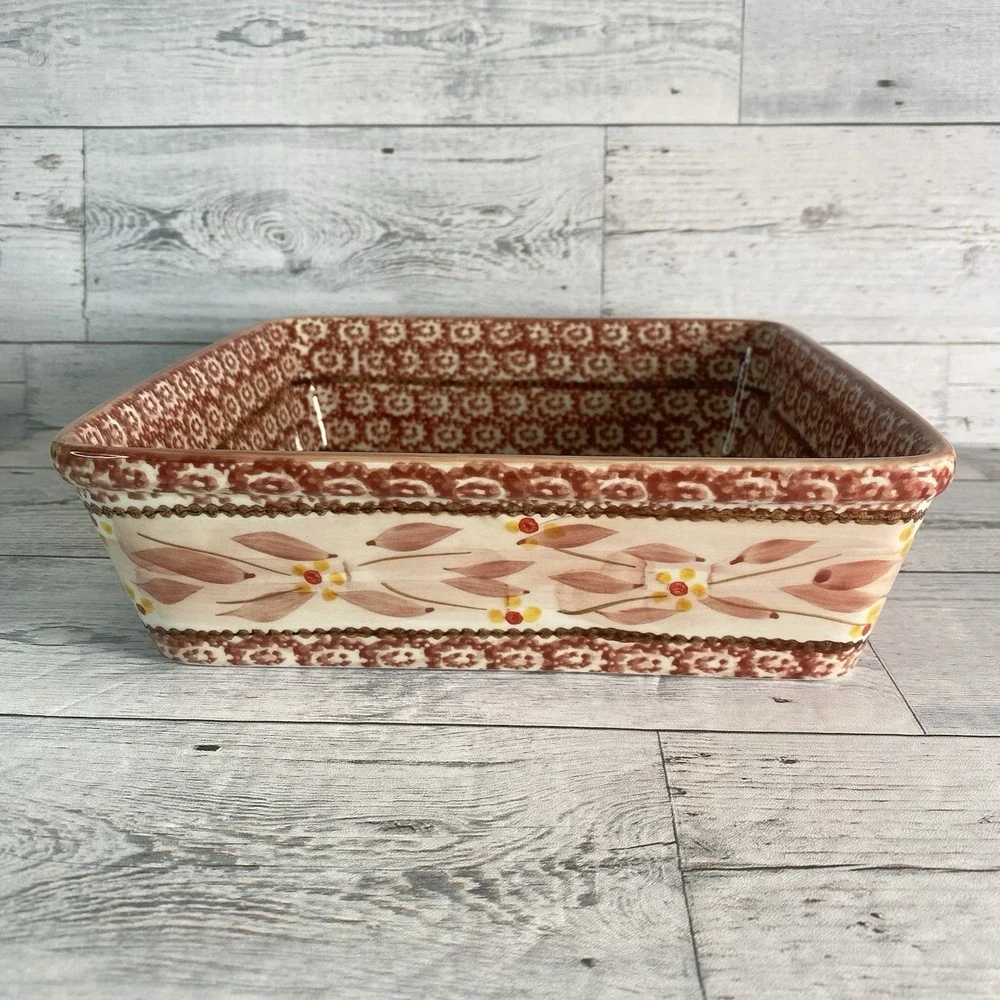 Temptations By Tara Old World Baking Serving Dish Square 10 Inch Cranberry